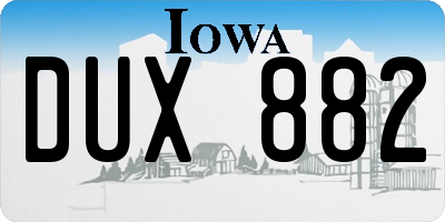 IA license plate DUX882