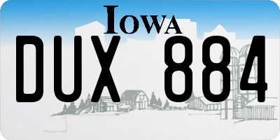 IA license plate DUX884