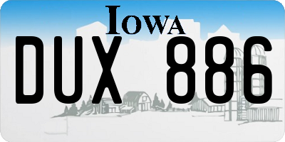 IA license plate DUX886