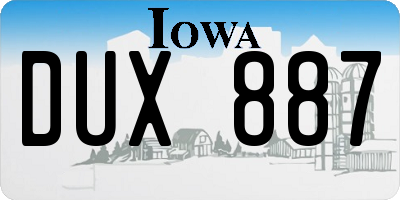 IA license plate DUX887