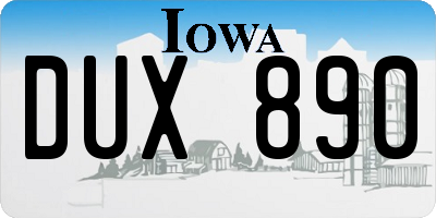 IA license plate DUX890