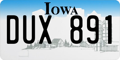 IA license plate DUX891