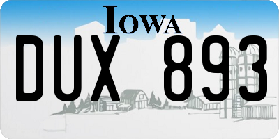 IA license plate DUX893