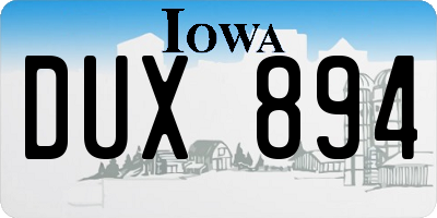 IA license plate DUX894