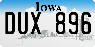 IA license plate DUX896