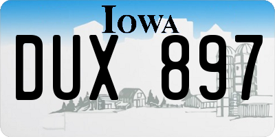 IA license plate DUX897