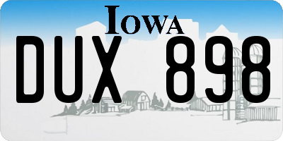 IA license plate DUX898