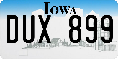 IA license plate DUX899