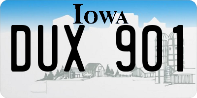 IA license plate DUX901