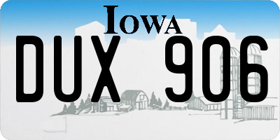 IA license plate DUX906