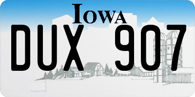 IA license plate DUX907