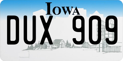 IA license plate DUX909