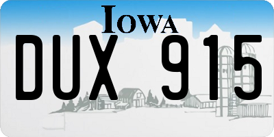 IA license plate DUX915