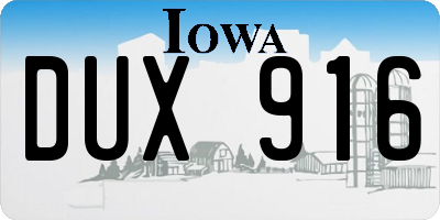 IA license plate DUX916