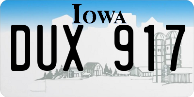 IA license plate DUX917