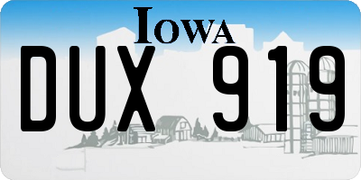 IA license plate DUX919