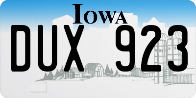 IA license plate DUX923