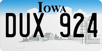 IA license plate DUX924