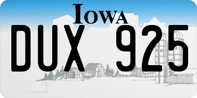 IA license plate DUX925