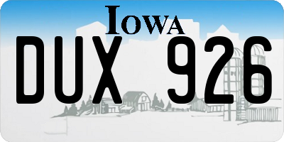 IA license plate DUX926