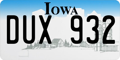 IA license plate DUX932