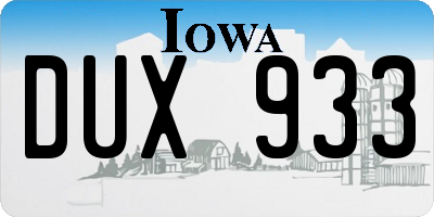 IA license plate DUX933