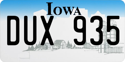 IA license plate DUX935