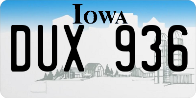 IA license plate DUX936