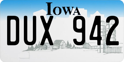 IA license plate DUX942