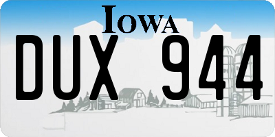 IA license plate DUX944