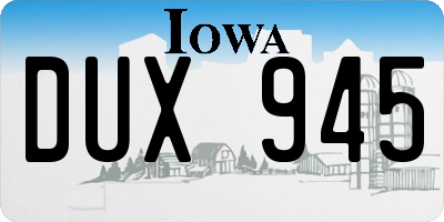IA license plate DUX945