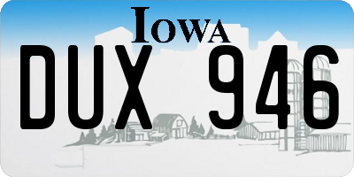 IA license plate DUX946