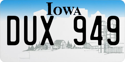 IA license plate DUX949