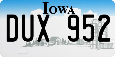 IA license plate DUX952