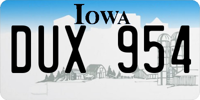 IA license plate DUX954
