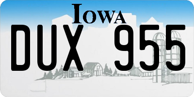 IA license plate DUX955