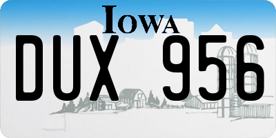 IA license plate DUX956