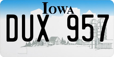 IA license plate DUX957