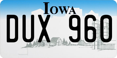 IA license plate DUX960