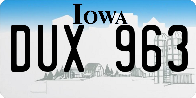 IA license plate DUX963