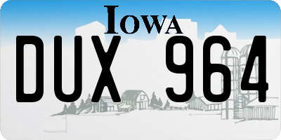 IA license plate DUX964