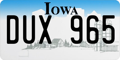 IA license plate DUX965