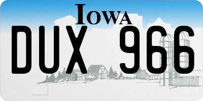 IA license plate DUX966