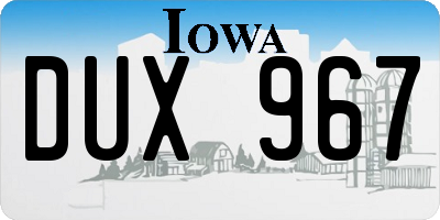 IA license plate DUX967