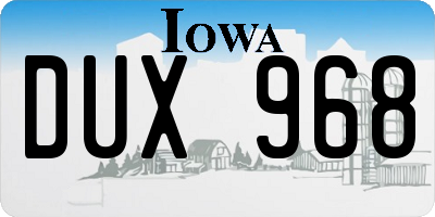 IA license plate DUX968