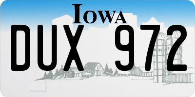 IA license plate DUX972