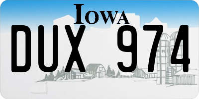 IA license plate DUX974