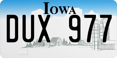 IA license plate DUX977