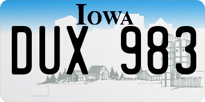 IA license plate DUX983