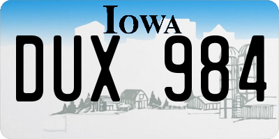 IA license plate DUX984